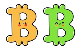 bitcoin teken karakter. vector hand- getrokken tekenfilm kawaii karakter illustratie icoon. geïsoleerd Aan wit achtergrond. bitcoin teken karakter concept