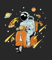 astronaut pizza levering vector illustratie