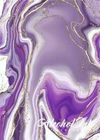 alcohol inkt waterverf achtergrond. esthetisch Purper marmeren schilderij met glitters en gouden vloeistof. mooi abstract hand getekend geschikt voor bruiloft uitnodiging achtergronden vector