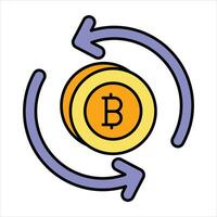 bitcoin uitwisseling kleur schets icoon ontwerp stijl vector