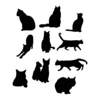 kat zwart reeks illustratie silhouet vector