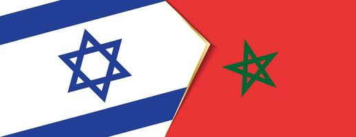 Israël en Marokko vlaggen, twee vector vlaggen.