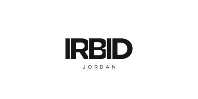 irbid in de Jordanië embleem. de ontwerp Kenmerken een meetkundig stijl, vector illustratie met stoutmoedig typografie in een modern lettertype. de grafisch leuze belettering.