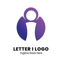 ik brief logo ontwerp kunst en illustratie Purper helling vector