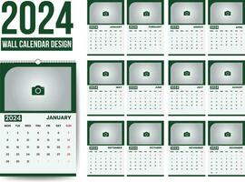 2024 muur kalender ontwerp sjabloon vector