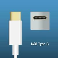 USB type c super snelheid kabel pluggen en stopcontact geïsoleerd Aan blauw achtergrond. eps10 vector. vector