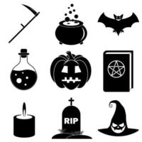 set van halloween enge pictogrammen in vlakke stijl voor web vector