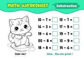 wiskunde werkbladen voor vroeg kinderjaren met interessant kleur afbeeldingen vector