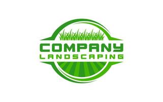 landschap logo voor gazon of tuinieren bedrijf ontwerp sjabloon vector
