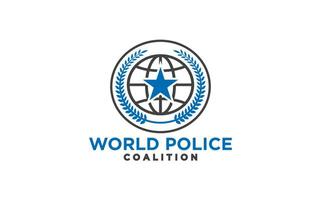 wereld Politie veiligheid ontwerp logo vector