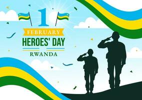 rwanda heroes dag vector illustratie Aan februari 1 met rwandees vlag en soldaat gedenkteken wie worstelde in nationaal vakantie tekenfilm achtergrond