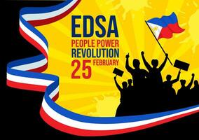 Edsa mensen macht revolutie verjaardag van Filipijns vector illustratie Aan februari 25 met Filippijnen vlag in vakantie vlak tekenfilm achtergrond