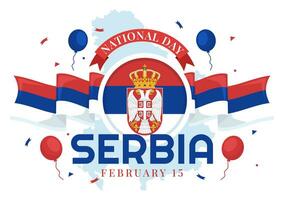 Servië nationaal dag vector illustratie Aan 15 februari met golvend vlag in onafhankelijkheid vakantie viering vlak tekenfilm achtergrond ontwerp