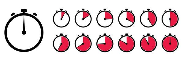 analoog klok tijd icoon reeks wit achtergrond. vector