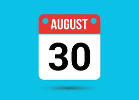 augustus 30 kalender datum vlak icoon dag 30 vector illustratie