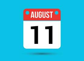 augustus 11 kalender datum vlak icoon dag 11 vector illustratie