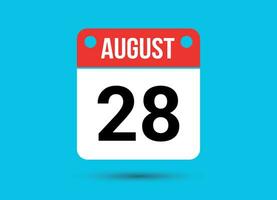 augustus 28 kalender datum vlak icoon dag 28 vector illustratie