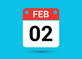 februari 2 kalender datum vlak icoon dag 2 vector illustratie