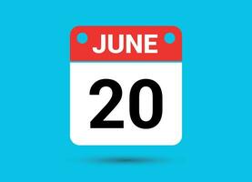 juni 20 kalender datum vlak icoon dag 20 vector illustratie