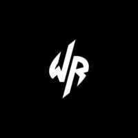 wr monogram logo esport of gaming eerste concept vector