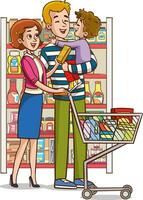 vector illustratie van familie winkelen.
