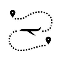 vliegtuig bijhouden kaart plaats glyph icoon vector illustratie