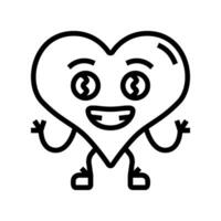 hart karakter gelukkig emoties lijn icoon vector illustratie