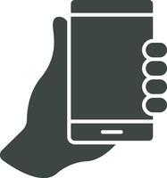 Holding smartphone icoon vector afbeelding. geschikt voor mobiel appjes, web apps en afdrukken media.