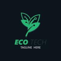 eco technologie bedrijf vector ontwerp modern. natuur technologie logo met blad en stroomkring tech minimalistische vector illustratie