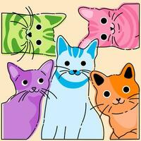 vector illustratie van een reeks van katten. schattig tekenfilm dieren.ontwerp element voor reclame, affiches, prints voor kleding, spandoeken, dekt, kinderen producten, websites, sociaal netwerken