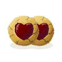 ronde koekjes met een marmelade hart in de midden. vector illustratie in tekenfilm stijl. Valentijnsdag dag.realistisch koekjes, liefde concept, gelukkig Valentijnsdag dag. vector illustratie