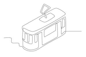 een tram het rijden omhoog de top visie vector