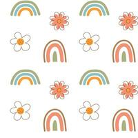 boho naadloos patroon. schattig bloemen en Scandinavisch regenbogen achtergrond. vector