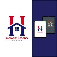 vector huis blad h 2 kleur logo ontwerp sjabloon pro vector