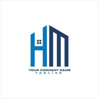 vector huis blad hm logo ontwerp sjabloon