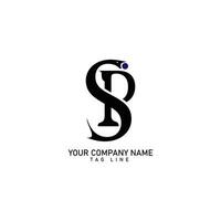sp artistiek brief logo ontwerp met creatief serif doopvont in zwart en wit kleuren vector