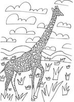 fantastisch kleur boek met giraffe geïsoleerd Aan wit achtergrond voor kinderen en volwassenen. anti spanning kunst. vector schets tekening illustratie. elegant ornamenten, meditatie, ontspanning.