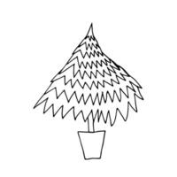 hand- getrokken Kerstmis boom in pot illustratie. gemakkelijk Kerstmis boom tekening. pijnboom boom illustratie. vector