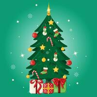 mooi Kerstmis illustratie met feestelijk versierd bomen vector