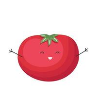vector illustratie van kinderen gezond voeding met een schattig tekenfilm grappig tomaat. baby groente karakter of mascotte