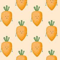 vector naadloos patroon met schattig tekenfilm grappig wortels. kinderen gezond voeding concept. baby groente tekens