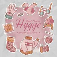 hand- getrokken hygge sticker verzameling in roos roze tonen vector