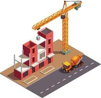 bouw kraan en gebouw bouw vector illustratie