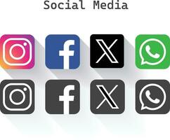 facebook, instagram, twitteren, whatsappen, boodschapper en andere sociaal media logo's. vector