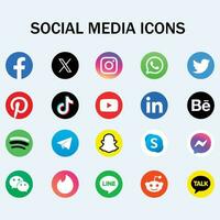 facebook, instagram, twitteren, whatsappen, boodschapper en andere sociaal media logo's. vector