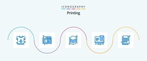 het drukken blauw 5 icoon pak inclusief kleur. typografie. schilderij boek. tekst. ontwerp vector