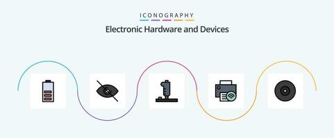 apparaten lijn gevulde vlak 5 icoon pak inclusief blu-ray. hardware. controleur. apparaatje. computers vector