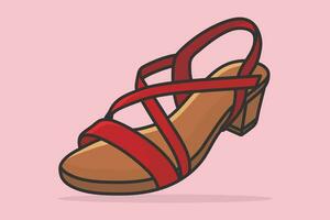 vrouw accessoires, elegant evenementen sandaal schoen vector illustratie. schoonheid mode voorwerpen icoon concept. meisjes schoenen sandaal vector ontwerp met schaduw.