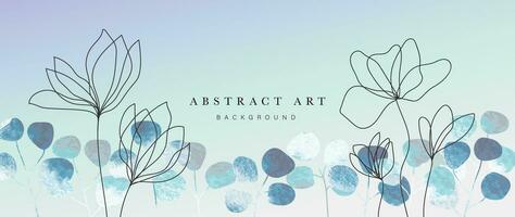 abstract gebladerte kunst achtergrond vector. botanisch waterverf hand- getrokken bloem verf borstel lijn kunst. ontwerp illustratie voor behang, banier, afdrukken, poster, omslag, groet en uitnodiging kaart. vector