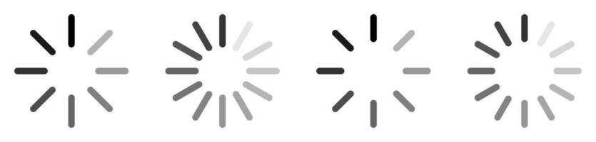 bezig met laden icoon set. circulaire vorm geven aan. vector tijd symbool geïsoleerd Aan wit achtergrond. ontwerp voor toepassingen en web.